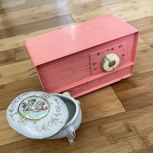 Vintage Radio and Trinket glass dish
